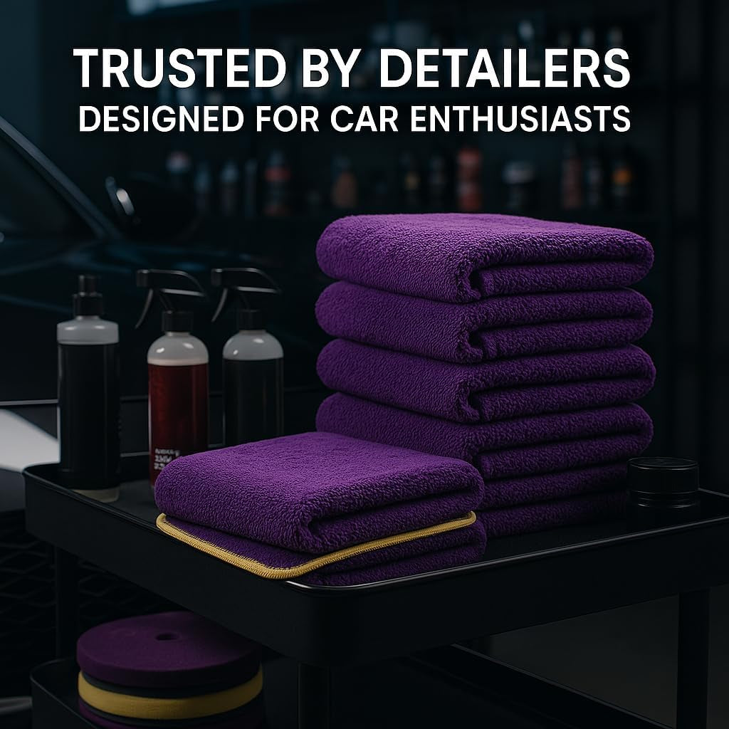 3 Pack Reusable Pak Details Micro Fiber Towels Car Detailing | 16X16 Ultra-Absorbent & Dual-Sided Car Microfiber Towel for Polishing, Wax Removal & Buffing | Lint & Streak-Free | Auto Cleaning Cloths