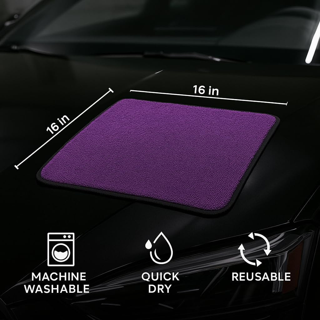 3 Pack Reusable Pak Details Micro Fiber Towels Car Detailing | 16X16 Ultra-Absorbent & Dual-Sided Car Microfiber Towel for Polishing, Wax Removal & Buffing | Lint & Streak-Free | Auto Cleaning Cloths