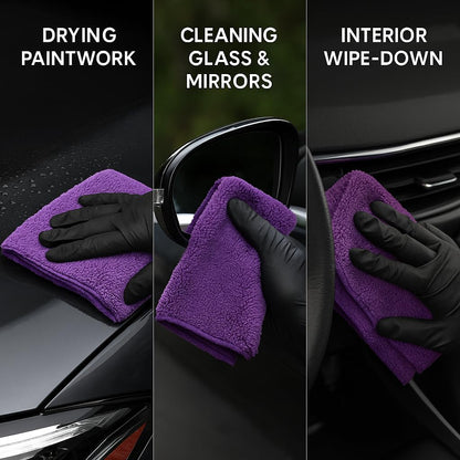 3 Pack Reusable Pak Details Micro Fiber Towels Car Detailing | 16X16 Ultra-Absorbent & Dual-Sided Car Microfiber Towel for Polishing, Wax Removal & Buffing | Lint & Streak-Free | Auto Cleaning Cloths